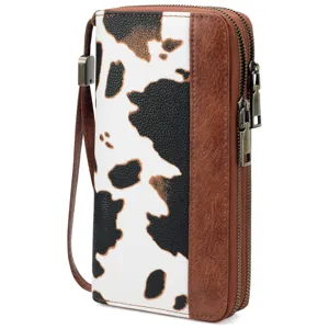 Women RFID Blocking Long Wallet Retro PU Leather Double Zipper Clutch Purse Large Capacity Leopard Print Handbag