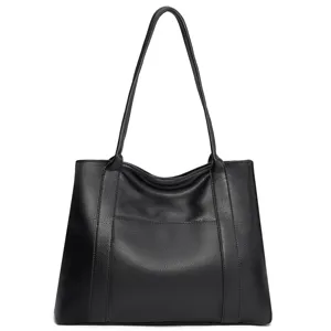 Large Capacity PU Leather Tote Bag For Women Fashion Business Commuting Shoulder Bag Casual Solid Color Handbag