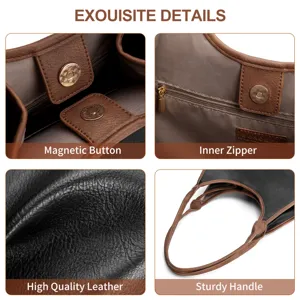 Women colorblock shoulder bag with durable leather, magnetic button and sturdy handle.