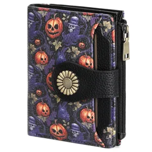 Women Short Wallet PU Leather Bifold Purse Cute Cartoon Animal Print RFID Blocking Card Holder Compact Coin Pouch