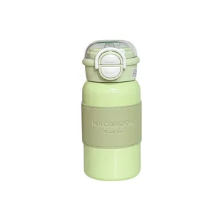 Portable minimalist stainless steel thermos bottle with straw, cute water cup for sports