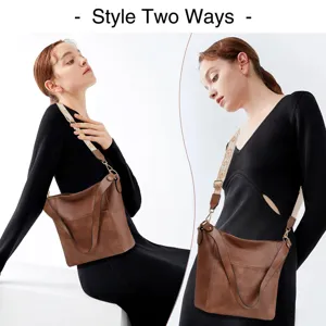 Damen weiche Leder Schultertasche Vintage Oelwachs Grosse Kapazitaet Tote Bag mit breitem Gurt
