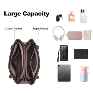 Large capacity women tote handbag multi compartment PU leather shoulder bag for daily use