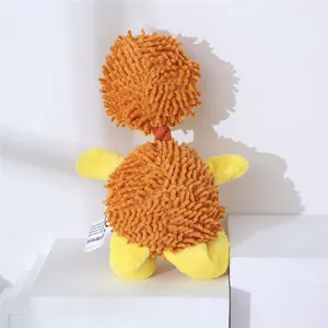 Cute squeaky plush dog toy bite resistant puppy teething chew pet supplies orange yellow
