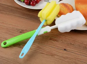 Long handle sponge cup brush multifunctional cleaning brush for baby bottles and water cups detail