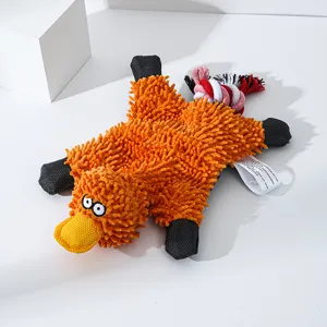 Giocattolo per cani in peluche ciniglia arancione papera squittio design simpatico animali