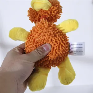 Cute plush squeaker dog toy for puppies, bite-resistant chew toy with soft textured material.