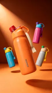Bouteille isotherme en acier inoxydable portable avec paille grande capacite sport