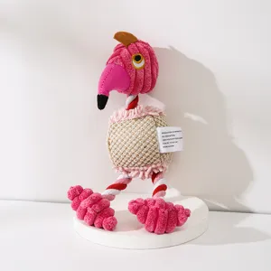 Flamingo plush dog toy squeaker cute interactive pet chew toy for puppy and small medium dogs