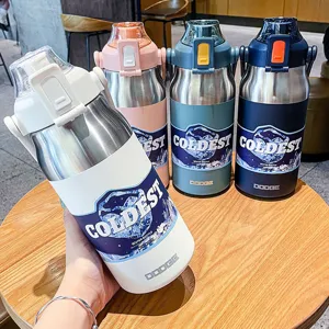 Grande Capacité Bouteille D'Eau Isotherme de Sport en Acier Inoxydable 316 Avec Paille Poignée Tasse Thermos Vide pour Voyage en Plein Air