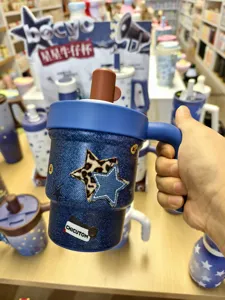 Edelstahl Isoliert Becher mit Henkel Große Kapazität Jeans Stil Thermoskanne Tasse