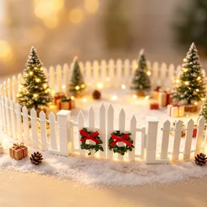 Miniatur Weihnachts Holzzaun Mikro Landschaft Feengarten Puppenhaus Dekor Detail Ansicht