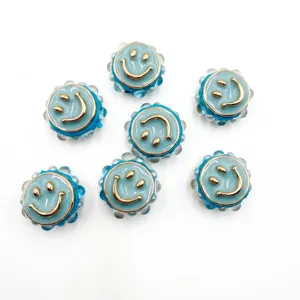 Blaue Smiley-Harzperlen für DIY-Basteln, Stiftdekoration und Taschenanhänger Accessoires.