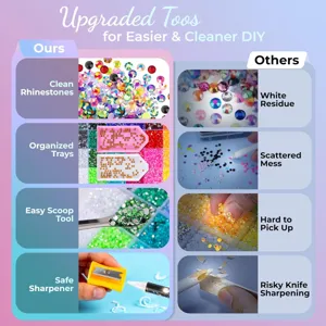 60-grid flatback resin nail art rhinestones DIY set with storage box and essential tools.