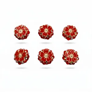 Rode vijfbladige bloem hars kralen strass hanger voor DIY kralen pennen accessoires