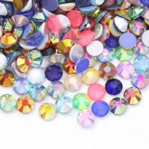 Colorful glass flatback rhinestones close-up detail, perfect for nail art and DIY crafts.
