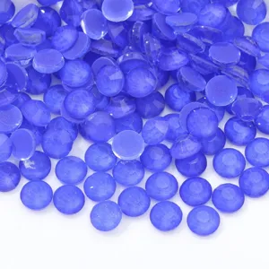 Blue glass flatback rhinestones for stunning nail art designs and sparkling DIY craft accessories.