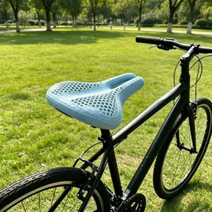 Blue 3D honeycomb bicycle saddle breathable thick silicone mountain bike seat cushion