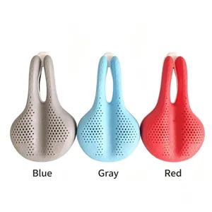 Detailed view of breathable silicone bicycle saddle featuring ergonomic honeycomb cushion design.