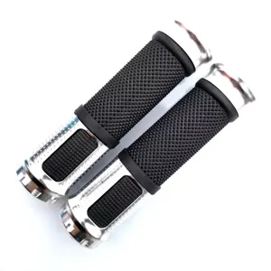 Aluminium rubber bicycle handlebar grips anti-slip mountain bike handle bar black silver