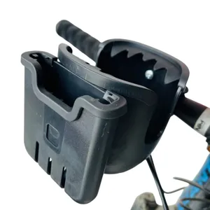 Versatile portabicchieri per bici nero 2 in 1 in plastica e supporto per telefono.