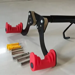 Supporto a parete retrattile per bicicletta con doppio gancio e supporto riparazione per MTB.