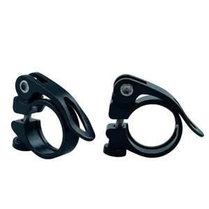 Black alloy quick release bike seatpost clamp bicycle saddle tube clip ring mountain road