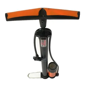 Floor standing high pressure bicycle pump with pressure gauge and T handle for tires