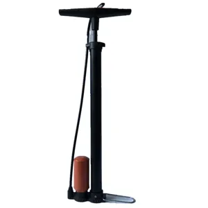 Portable floor standing high pressure air pump with pressure gauge for bikes and balls.
