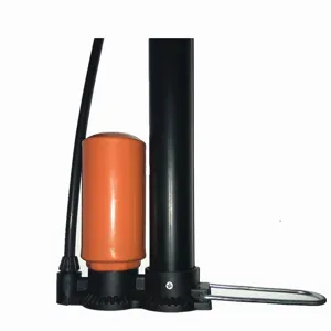 High pressure floor pump detail view, durable bicycle and car tire inflator cylinder.