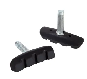 Patins de frein V-brake de vélo noirs durables avec goujons métalliques, pièces VTT essentielles.
