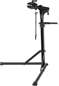 Robuster Fahrrad-Reparaturstaender Detailansicht, stabile Werkbank fuer Mountainbikes.