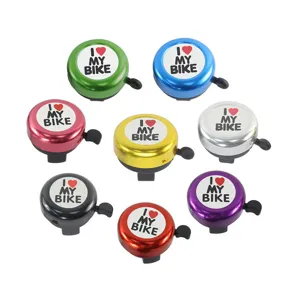 Colorful mini bicycle bells with love heart design for mountain and kids bikes, set.