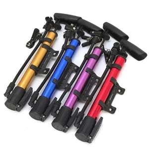 Portable mini bicycle hand pump high pressure aluminum alloy mountain bike pump accessories.
