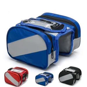 Bicycle saddle bag top tube bag with touch screen phone pouch for bike accessories