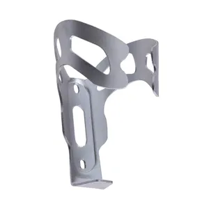 Aluminum alloy bicycle water bottle cage detail view, lightweight mountain bike cycling accessory.