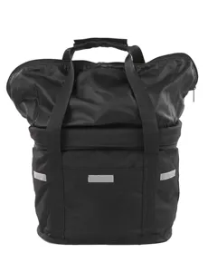 Bolsa para cesta de bicicleta eléctrica impermeable negra vista de detalle con tiras reflectantes