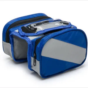 Bicycle Saddle Bag Waterproof Bike Top Tube Bag with Touch Screen Phone Pouch Cycling Pack