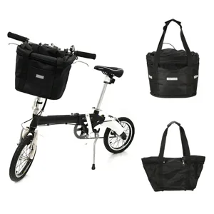 Cesta de Bicicleta Impermeable Plegable Bicicleta Eléctrica Bolsa Delantera Lona Almacenamiento Ciclismo con Tira Reflectante Diseño de Cremallera