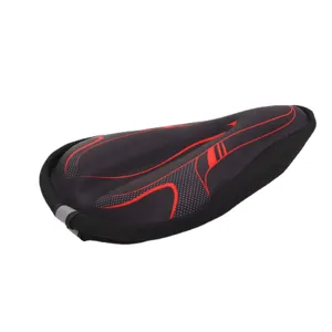 Confortable housse de selle de vélo noir et rouge, coussin en gel épais pour VTT de route.