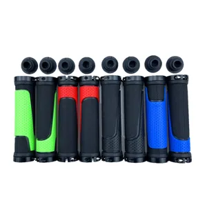 Poignees de guidon de VTT en caoutchouc colorees verrouillables antiderapantes