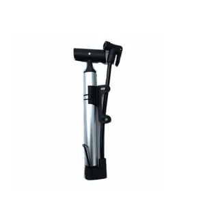 Portable mini bicycle high pressure hand pump with aluminum alloy body and bracket.