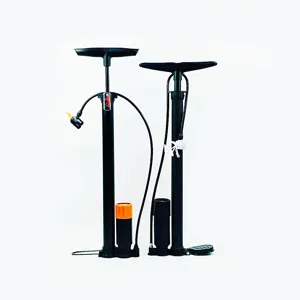 Hochdruck Standpumpe für Fahrrad mit Manometer und Doppelpumpenkopf für Mountainbikes.