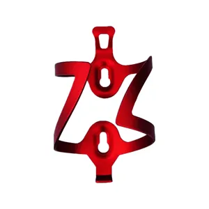 Red aluminum alloy bicycle water bottle cage lightweight mountain road bike cup holder mount.