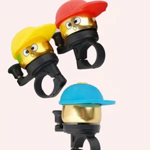 Cute cartoon bicycle bell with colorful cap design, loud crisp sound for kids and mountain bikes.