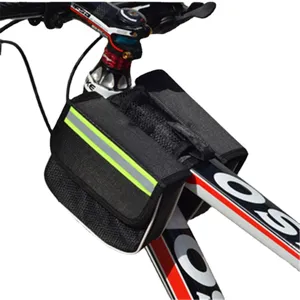 Bicycle Front Frame Bag Hard Shell Double Sided Cycling Pouch Mountain Bike Storage Bag With Reflective Stripe