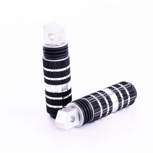 Aluminum alloy motorcycle footpegs detail view, non-slip design, modified parts for bike.