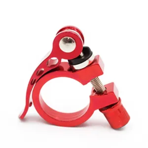 Red aluminum alloy bicycle seatpost clamp quick release mountain bike seat tube lock