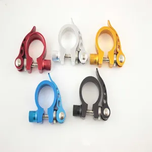 Aluminum alloy bicycle seatpost clamp quick release bike seat post collar detail view