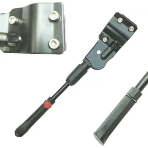 Adjustable aluminum alloy bicycle kickstand for mountain bikes, durable black side mount.